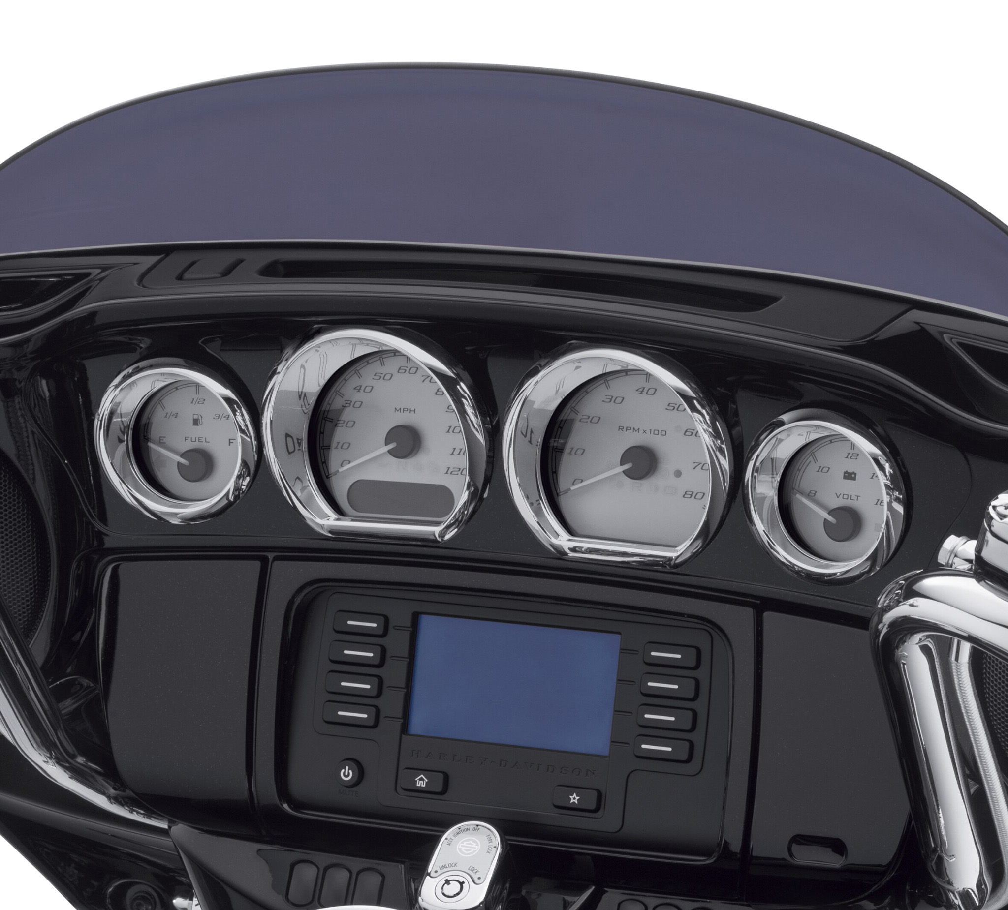 1 Set Chrome Gauge Bezel Trim Mount Plate For Harley Touring Street Glide 14-17